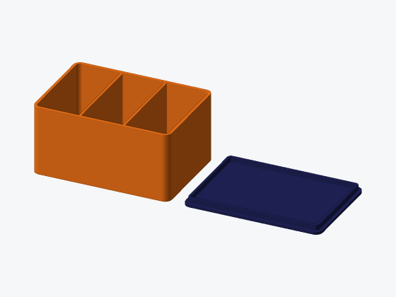 3D-Modell: „Eine Box mit 3 Fächern und Deckel“