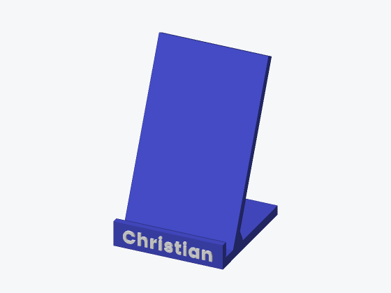 3D-Modell: „Ein Handyhalter mit meinem Namen Christian“